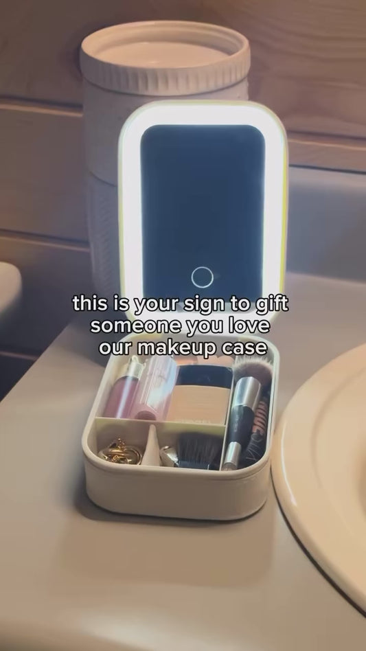 Portable Makeup Box with LED Mirror